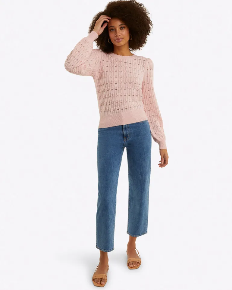 Puff Sleeve Sweater in Pointelle