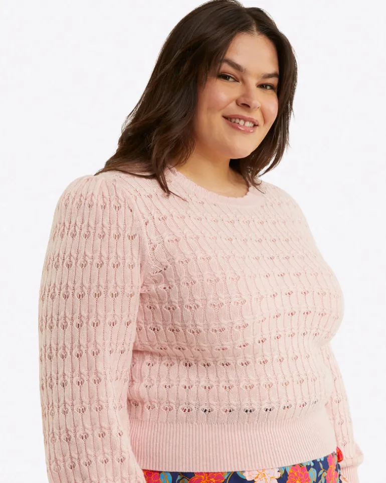 Puff Sleeve Sweater in Pointelle