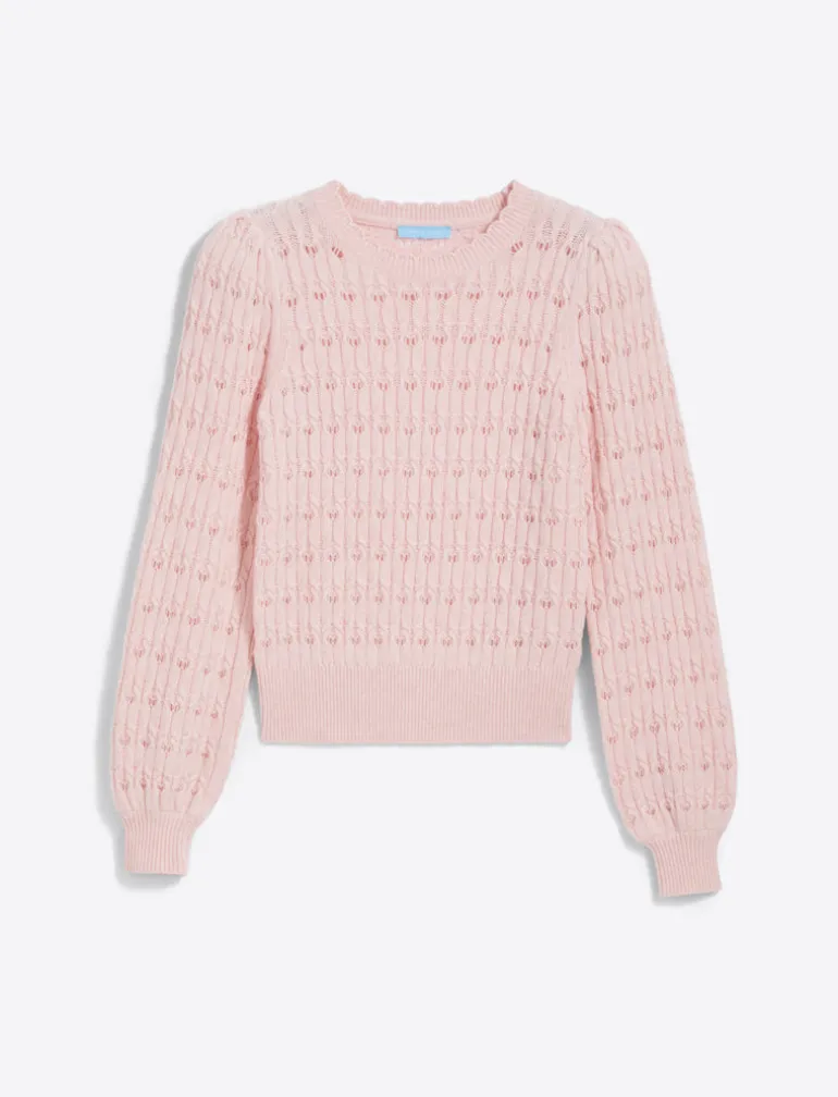 Puff Sleeve Sweater in Pointelle