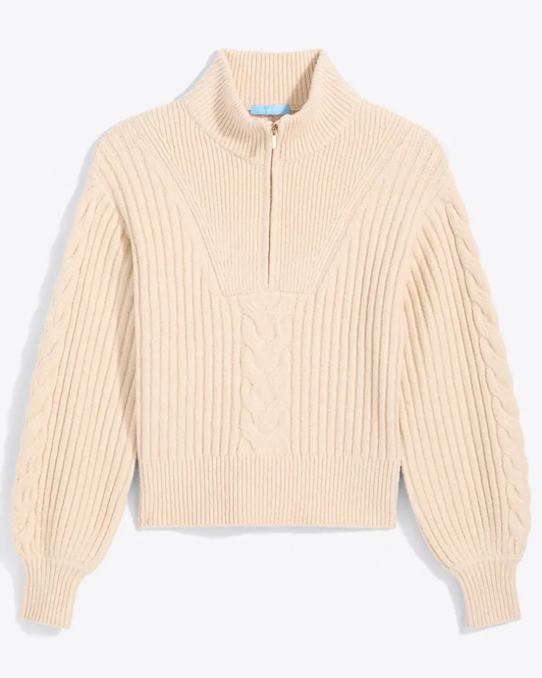 Quarter Zip Cableknit Sweater