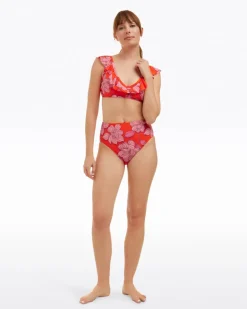 Red Magnolia Ruffle Bralette
