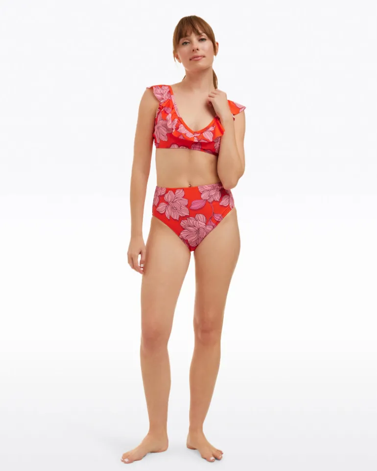 Red Magnolia Ruffle Bralette