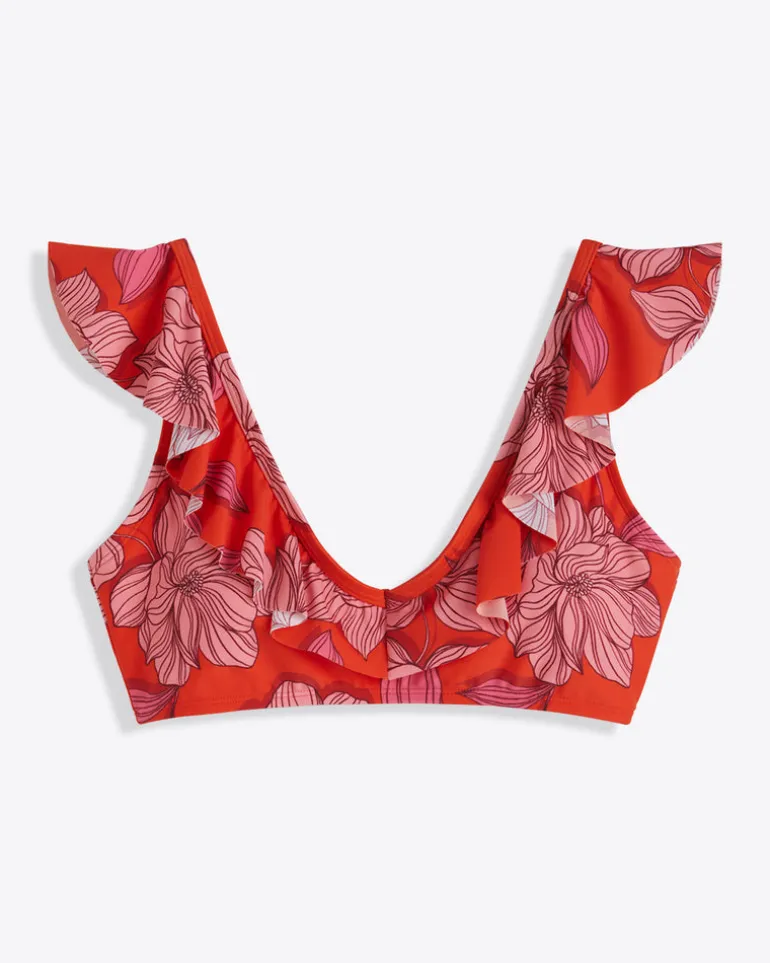 Red Magnolia Ruffle Bralette