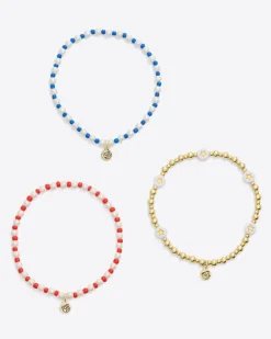 Red, White & Blue Stretch Bracelet Trio