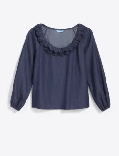 Reyna Long-Sleeve Top in Chambray