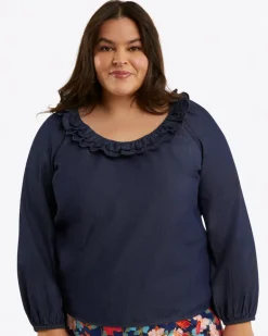 Reyna Long-Sleeve Top in Chambray