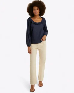 Reyna Long-Sleeve Top in Chambray