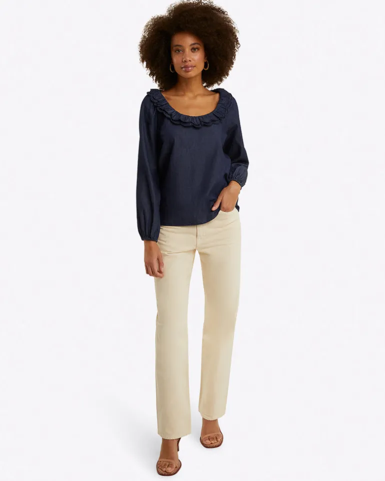 Reyna Long-Sleeve Top in Chambray