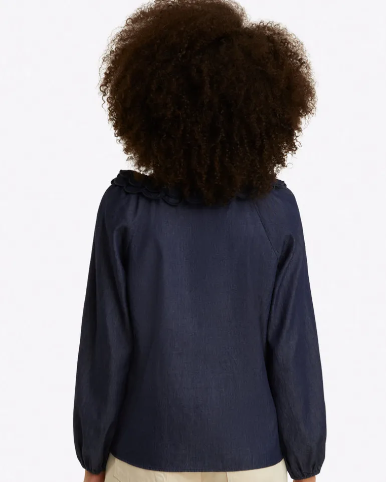 Reyna Long-Sleeve Top in Chambray