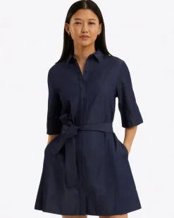 Riley Mini Shirtdress in Chambray