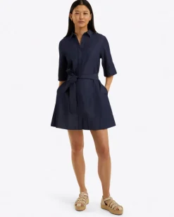 Riley Mini Shirtdress in Chambray