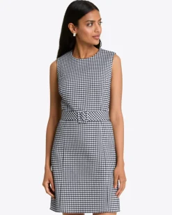 Sadie Belted Shift Dress in Textured Gingham
