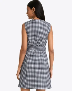 Sadie Belted Shift Dress in Textured Gingham