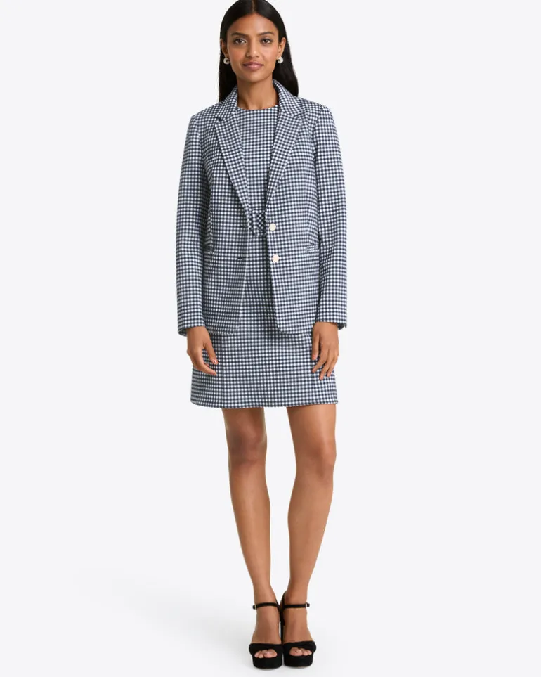 Sadie Belted Shift Dress in Textured Gingham
