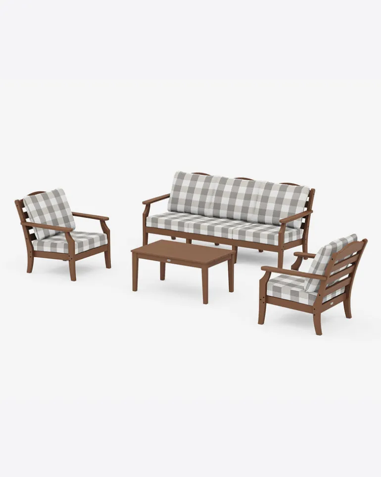 Savannah 4-Piece Deep Seating Set with Sofa in Buffalo Plaid
