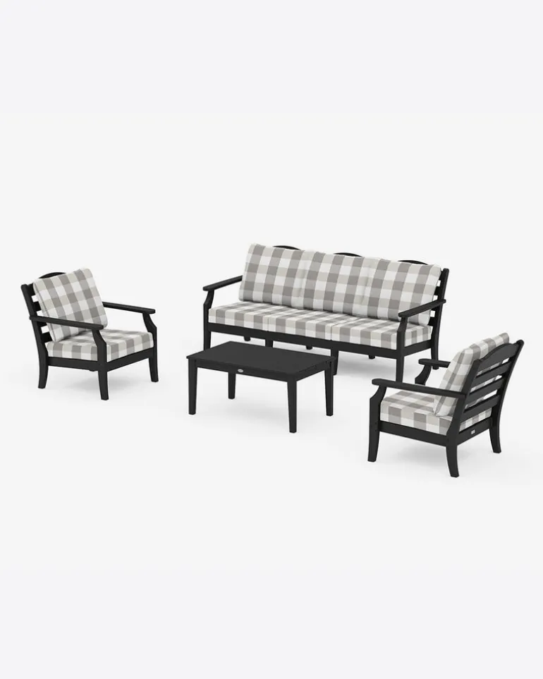 Savannah 4-Piece Deep Seating Set with Sofa in Buffalo Plaid