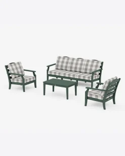 Savannah 4-Piece Deep Seating Set with Sofa Bufflo Plaid