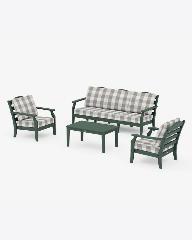 Savannah 4-Piece Deep Seating Set with Sofa Bufflo Plaid