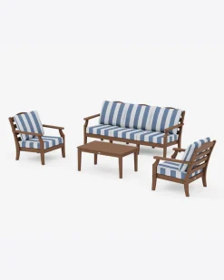 Savannah 4-Piece Deep Seating Set with Sofa in Cabana Stripe