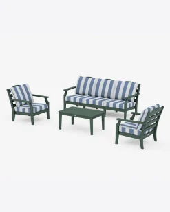 Savannah 4-Piece Deep Seating Set with Sofa in Cabana Stripe