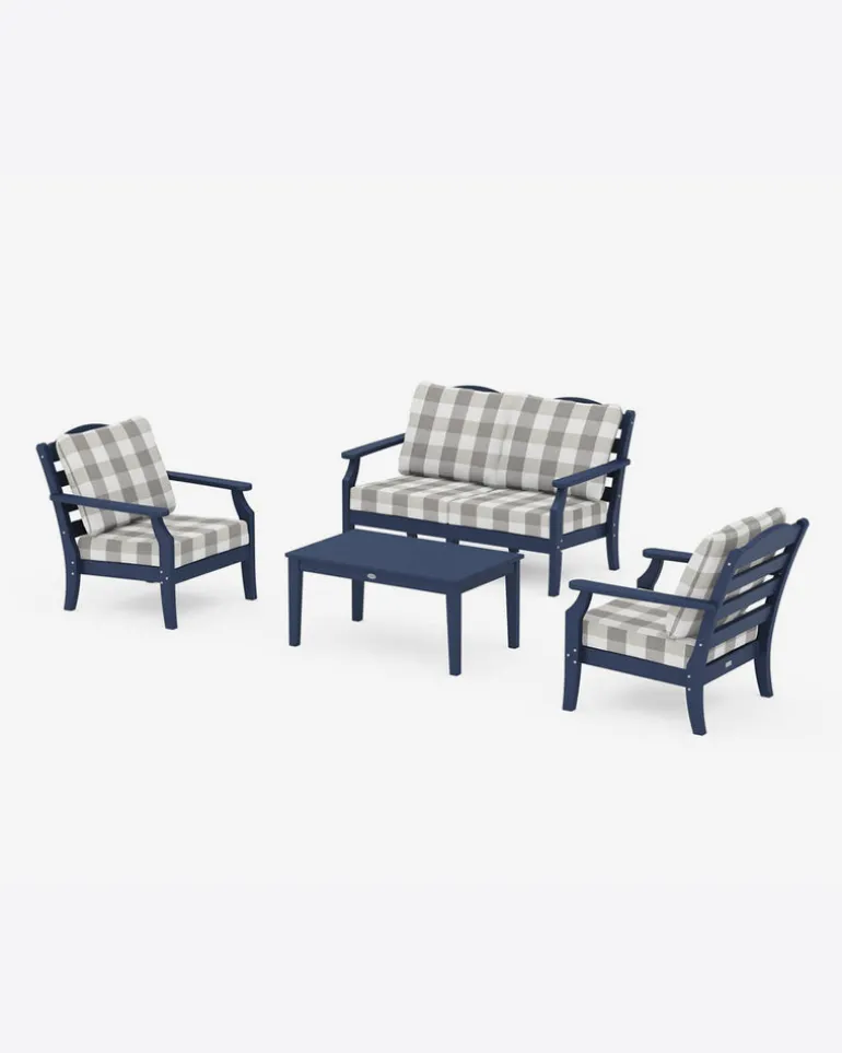 Savannah 4-Piece Deep Seating Set with Loveseat in Buffalo Plaid