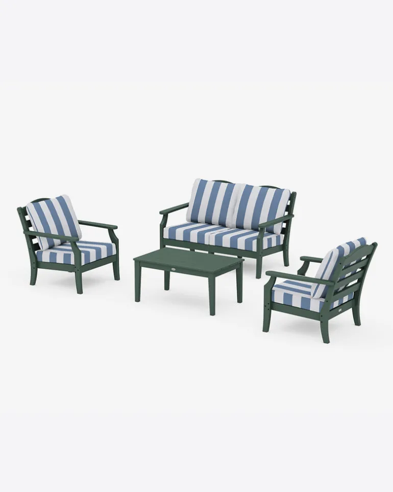 Savannah 4-Piece Deep Seating Set with Loveseat in Cabana Stripe