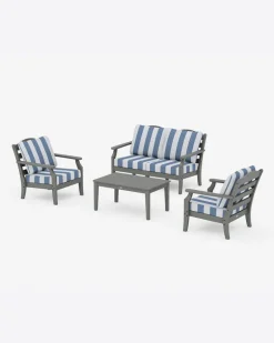 Savannah 4-Piece Deep Seating Set with Loveseat in Cabana Stripe