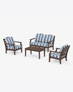 Savannah 4-Piece Deep Seating Set with Loveseat in Cabana Stripe