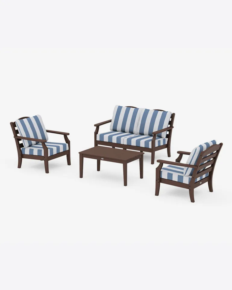 Savannah 4-Piece Deep Seating Set with Loveseat in Cabana Stripe