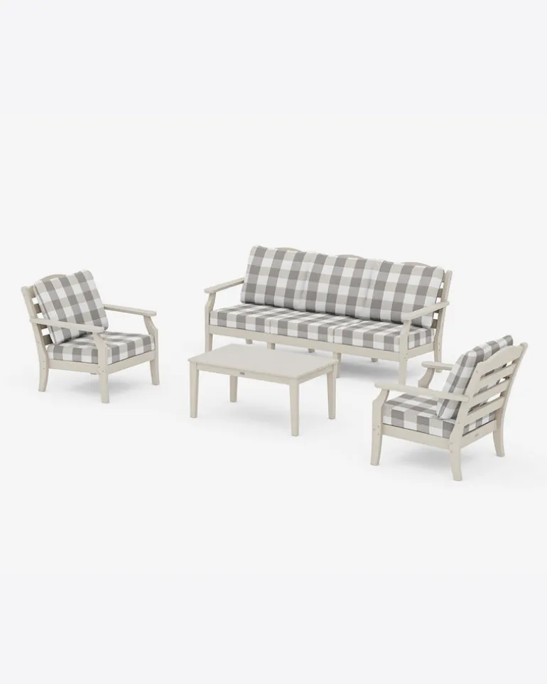 Savannah 4-Piece Deep Seating Set with Sofa in Buffalo Plaid