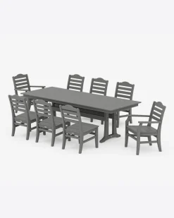 Savannah 9-Piece Farmhouse Dining Set with Trestle Legs