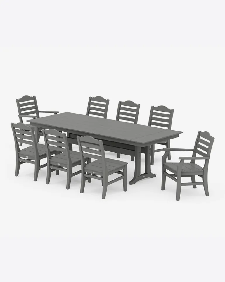 Savannah 9-Piece Farmhouse Dining Set with Trestle Legs