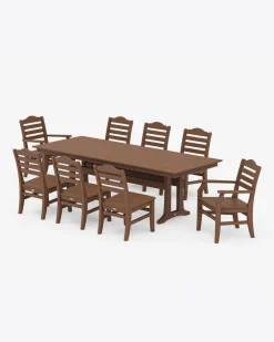 Savannah 9-Piece Farmhouse Dining Set with Trestle Legs