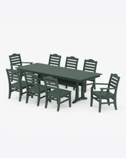 Savannah 9-Piece Farmhouse Dining Set with Trestle Legs