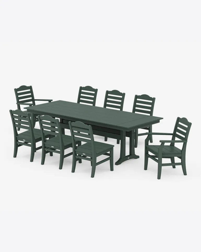 Savannah 9-Piece Farmhouse Dining Set with Trestle Legs