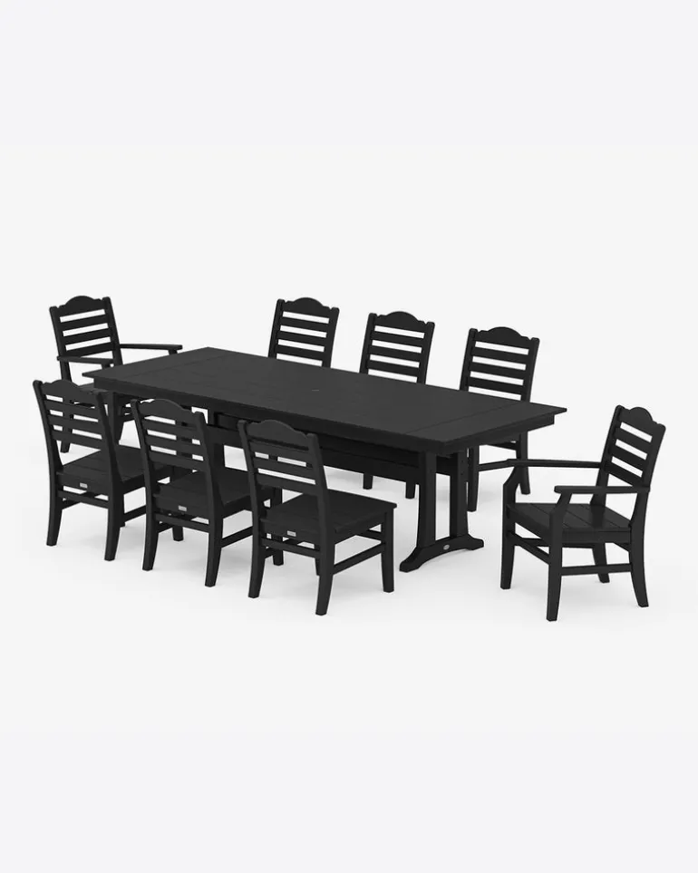 Savannah 9-Piece Farmhouse Dining Set with Trestle Legs
