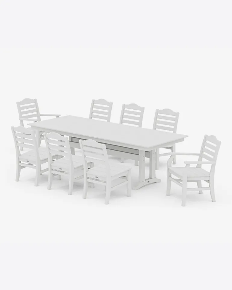 Savannah 9-Piece Farmhouse Dining Set with Trestle Legs