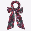 Scarlet Floral Bow Scrunchie