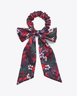 Scarlet Floral Bow Scrunchie