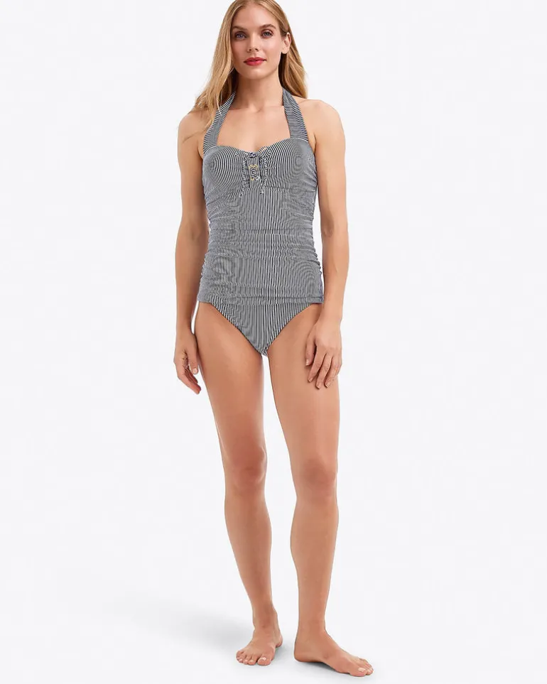 Seersucker Halter Bandeau Tankini