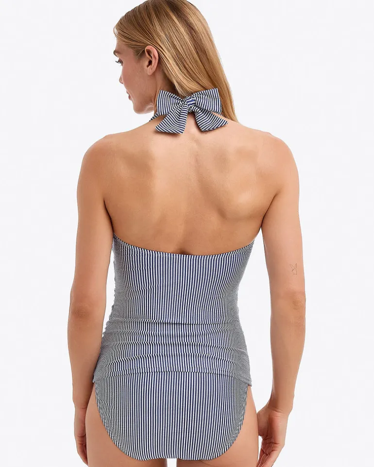 Seersucker Halter Bandeau Tankini