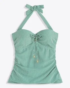 Seersucker Halter Bandeau Tankini