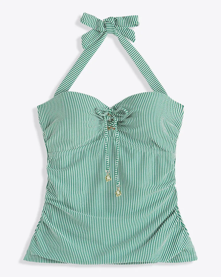 Seersucker Halter Bandeau Tankini