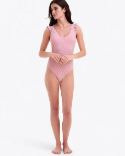 Seersucker Ruffle Tank One Piece