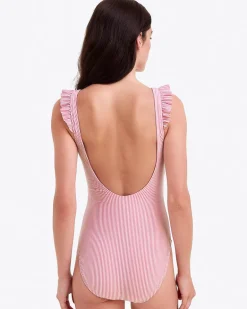 Seersucker Ruffle Tank One Piece