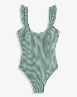 Seersucker Ruffle Tank One Piece