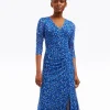 Selena V-Neck Midi Dress in Blue Scattered Ditsy