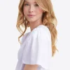 Short Sleeve Easy Knit Top in White