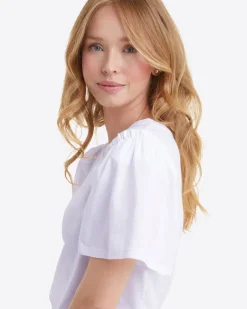 Short Sleeve Easy Knit Top in White