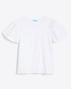 Short Sleeve Easy Knit Top in White